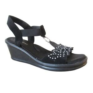 Skechers Rumble On Queen B2 Black Sandals 10 Embellished Y2K Bling Luxe Foam